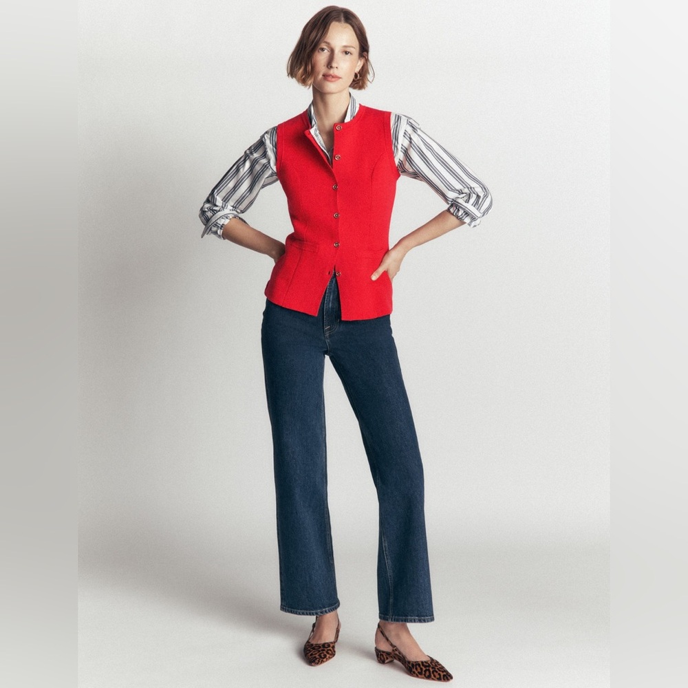 NWT Boden Crew Milano Knit Waistcoat in Poppy Red - Picture 3 of 11